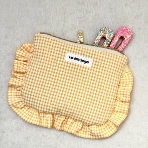 pochette à fronce vichy jaune
