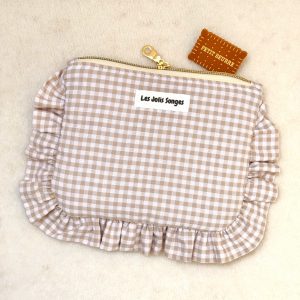 pochette à fronce vichy rose