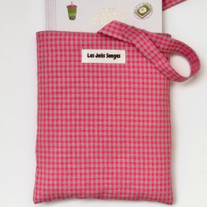 pochette à livre vichy rose