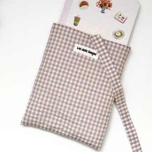 pochette à livre vichy beige